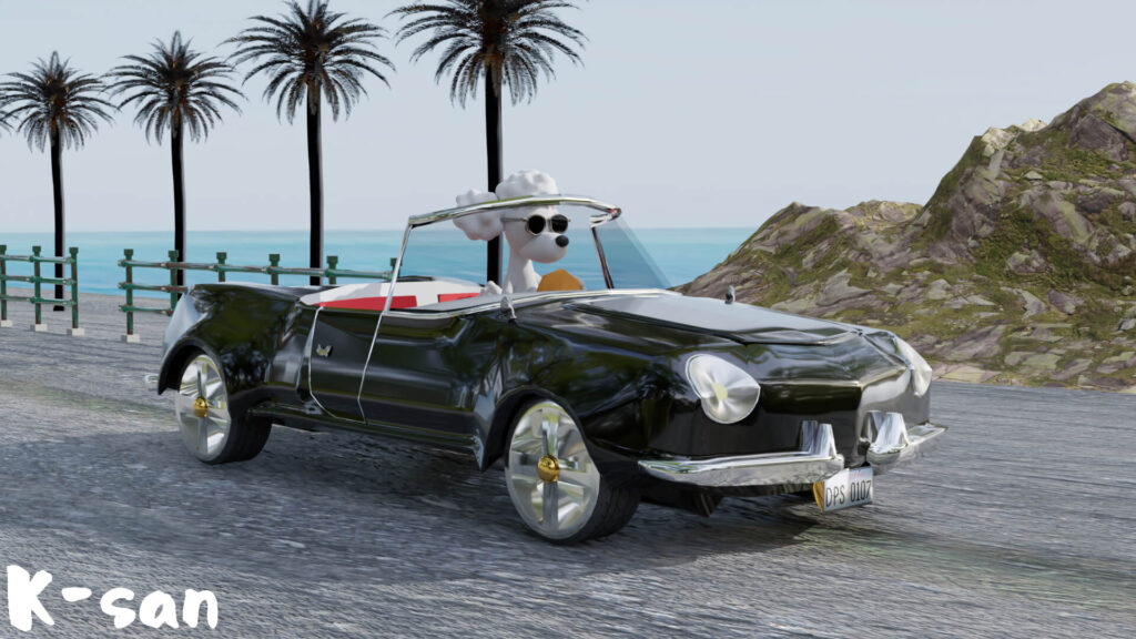 車に乗ったトイ・プードルの画像