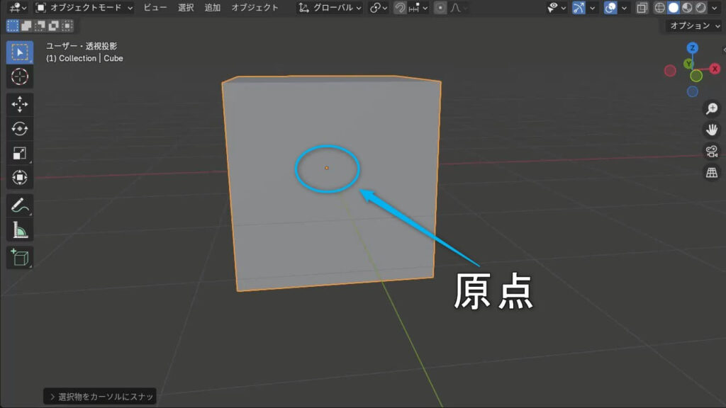 Blenderのオブジェクトの原点の画像