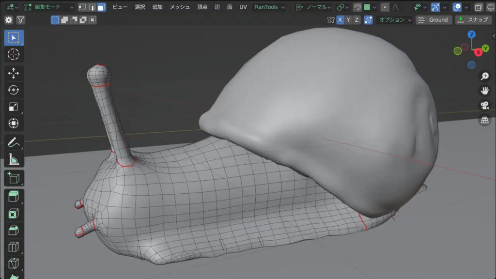 Blenderの編集モードで頂点が表示されていない画面